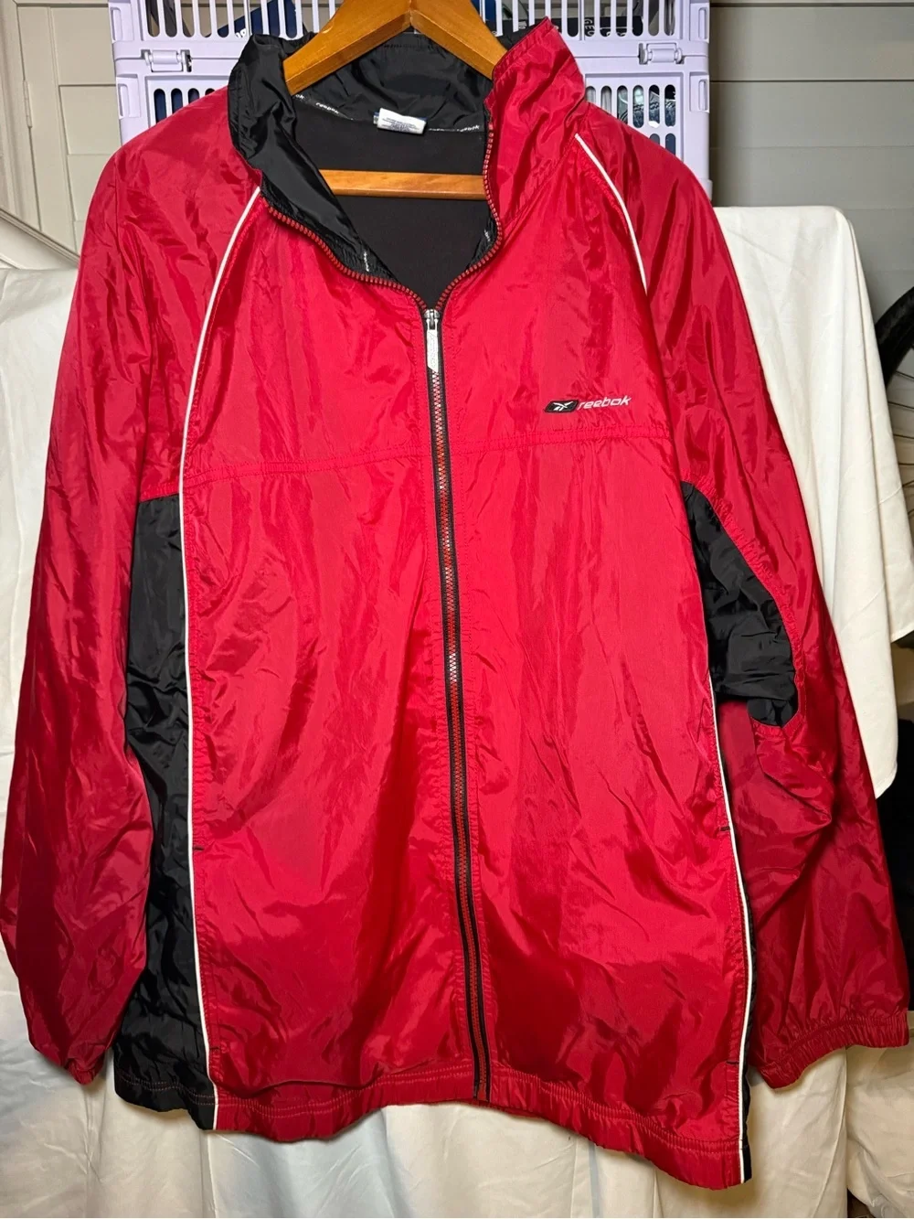 Vintage Reebox Colorblock Windbreaker Men's Jacket XXL Red Black